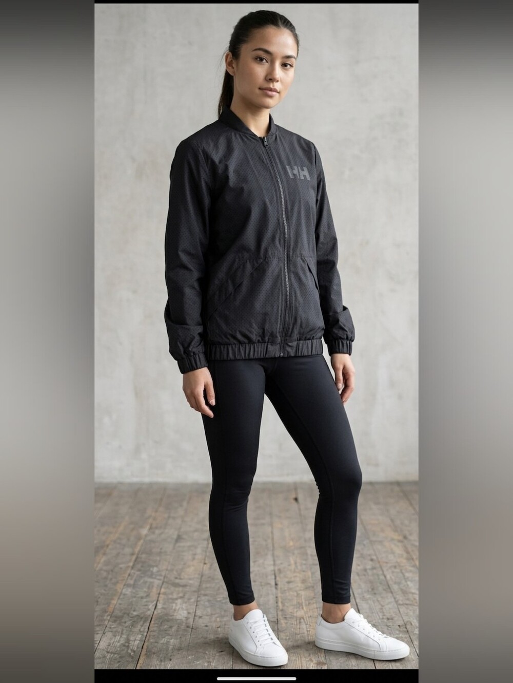 HELLY HANSEN ladies Black Windbreaker bomber Jacket lightweight XS